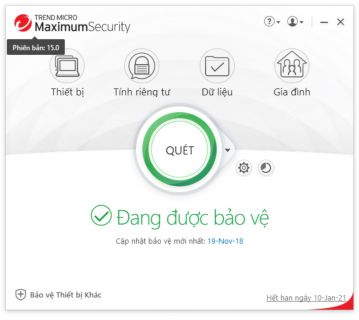 Trend Micro Security 15 (2019) đã có phiên bản bằng Tiếng Việt.